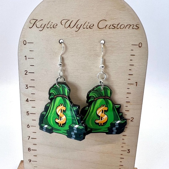 Money Bags Earrings - Cash Earrings - Dollar Earrings - Boss Babe Accessories - Picture 10 of 10